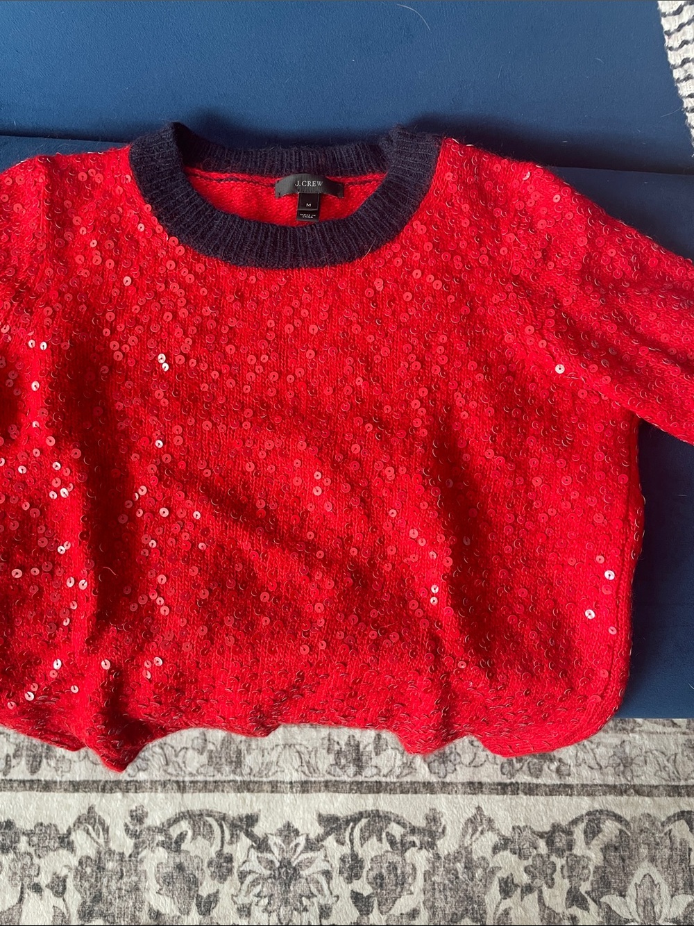 Vintage J. Crew Red Sequin Crewneck Sweater